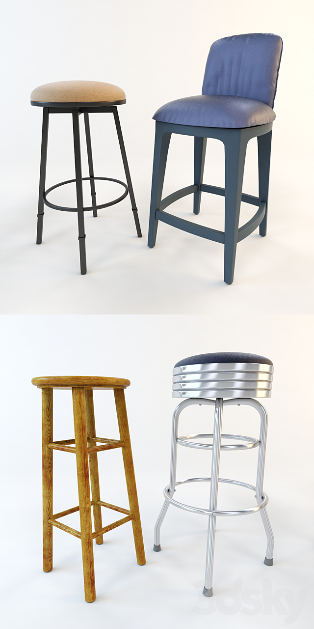 A set of bar stools (4 pcs.) Part 2 3DSMax File - thumbnail 2