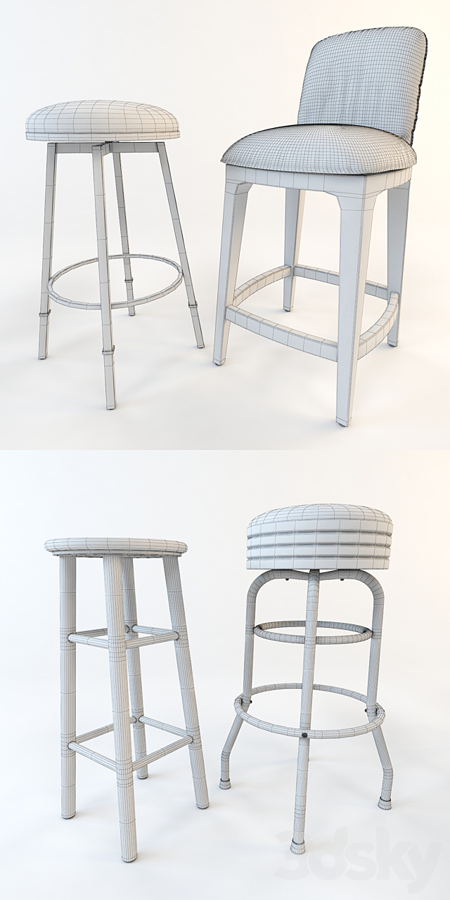 A set of bar stools (4 pcs.) Part 2 3DSMax File - thumbnail 3