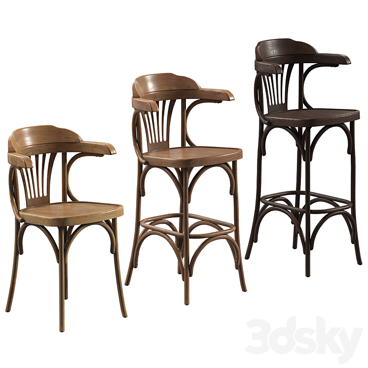 A set of Viennese chairs for a cafe restaurant. 3 models 3DS Max Model - thumbnail 1