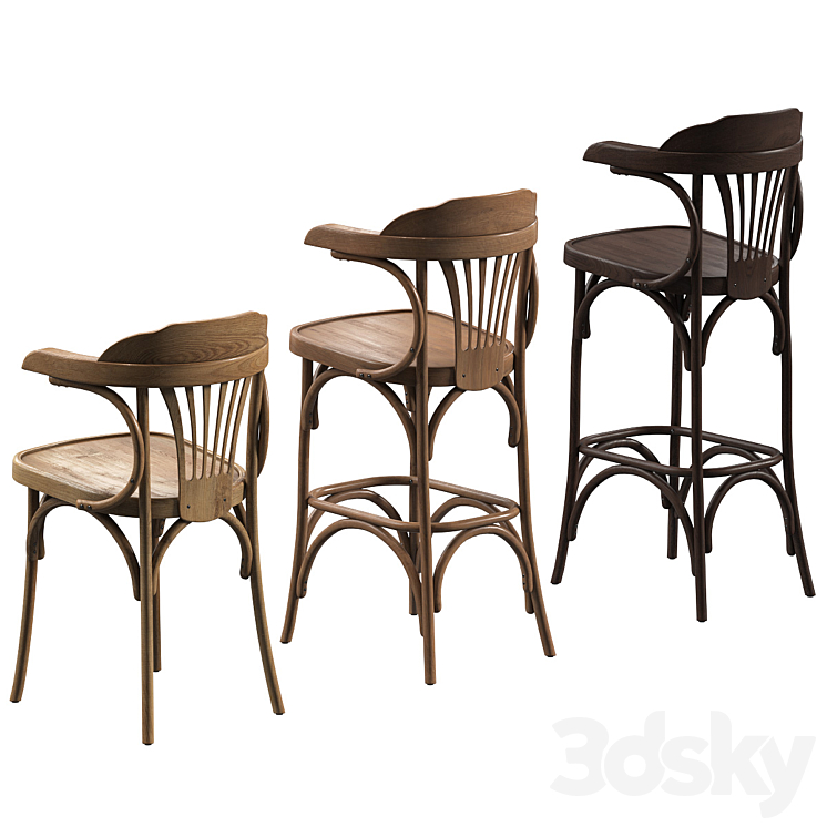 A set of Viennese chairs for a cafe restaurant. 3 models 3DS Max Model - thumbnail 2