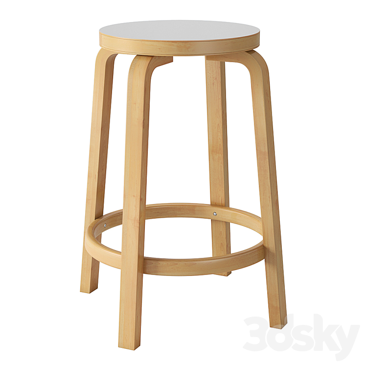 Aalto USA Artek Alvar Aalto Counter Stool 64 3DS Max Model - thumbnail 1