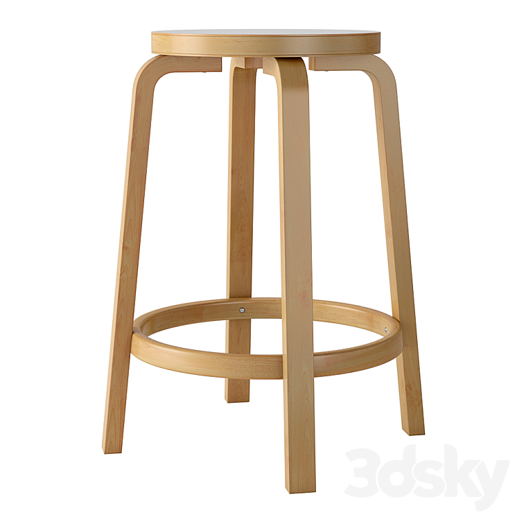 Aalto USA Artek Alvar Aalto Counter Stool 64 3DS Max Model - thumbnail 2