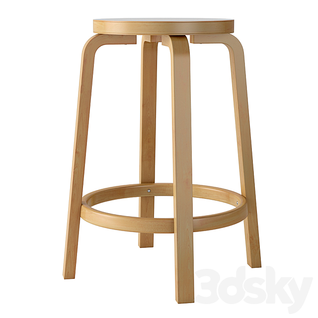 Aalto USA Artek Alvar Aalto Counter Stool 64 3DS Max Model - thumbnail 2