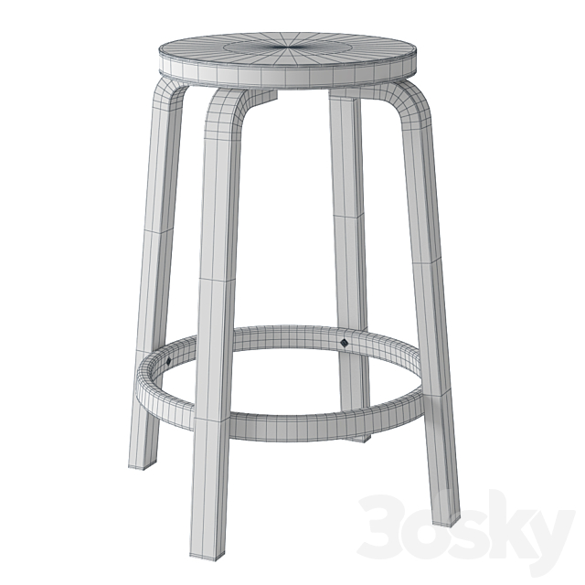 Aalto USA Artek Alvar Aalto Counter Stool 64 3DS Max Model - thumbnail 3