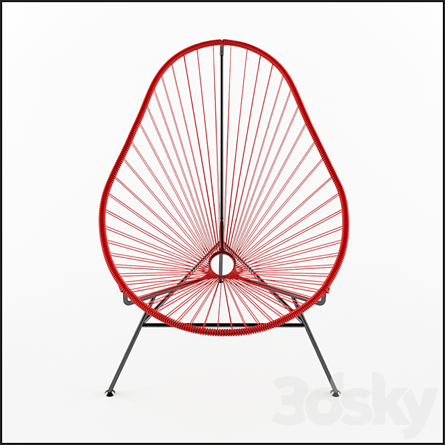 Acapulco Chair red 3DS Max Model - thumbnail 2