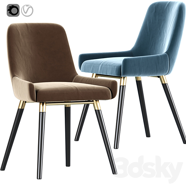 Ade Modern Gray Fabric Dining Chairs 3ds Max - thumbnail 1