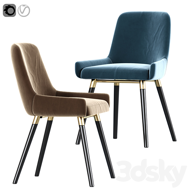 Ade Modern Gray Fabric Dining Chairs 3ds Max - thumbnail 2