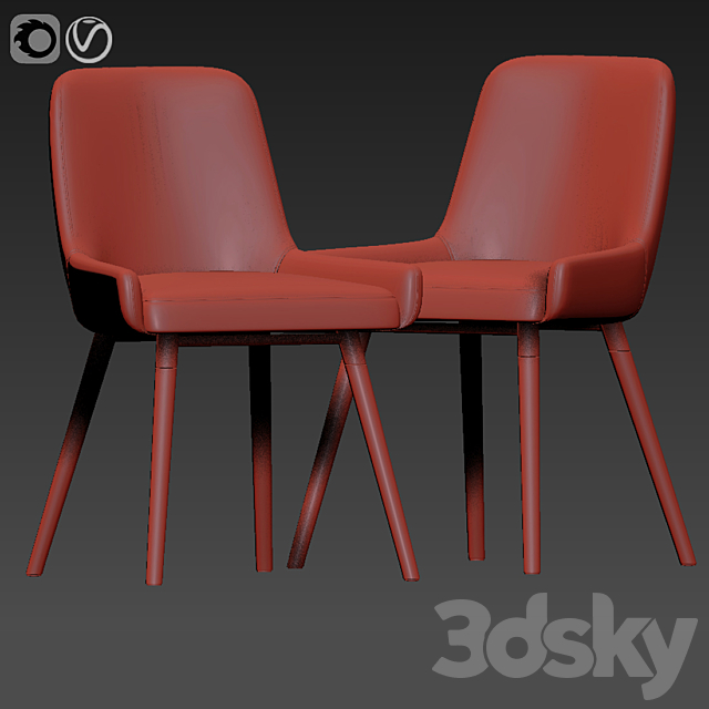 Ade Modern Gray Fabric Dining Chairs 3ds Max - thumbnail 3