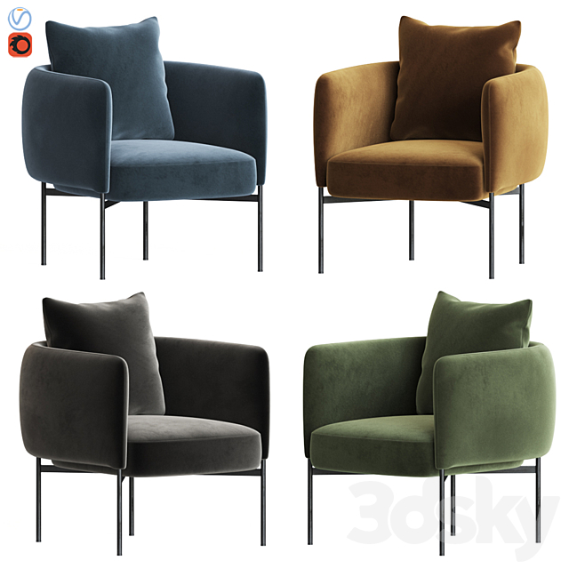 Adea Bonnet Club Lounge Chair 3DSMax File - thumbnail 1