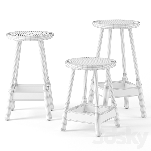 Albert stools by Massproductions 3ds Max - thumbnail 2