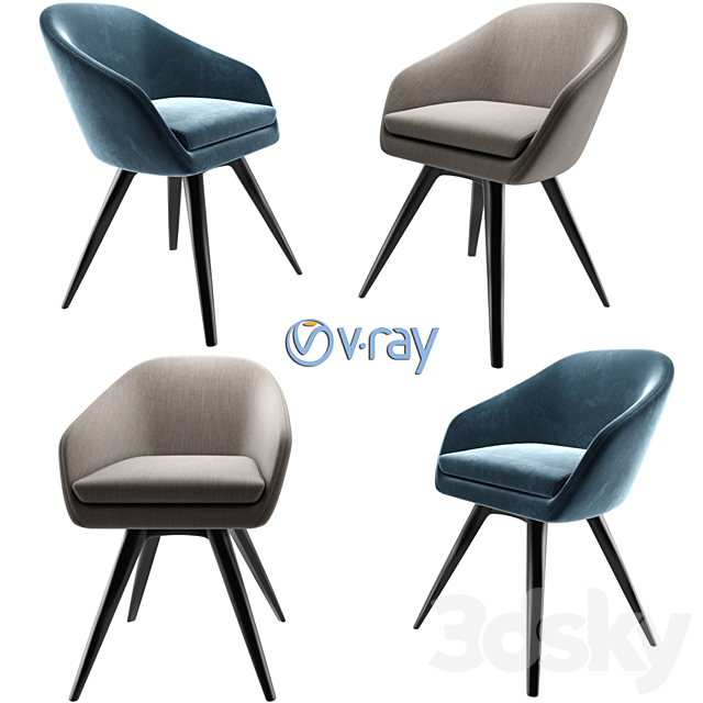 Aleria Upholstered Steel Swivel Chair 3DSMax File - thumbnail 1