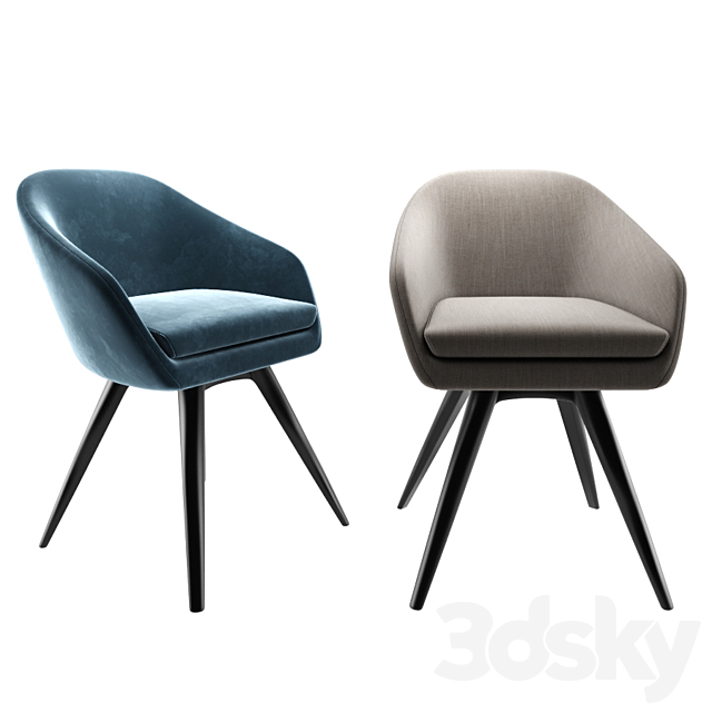 Aleria Upholstered Steel Swivel Chair 3DSMax File - thumbnail 2