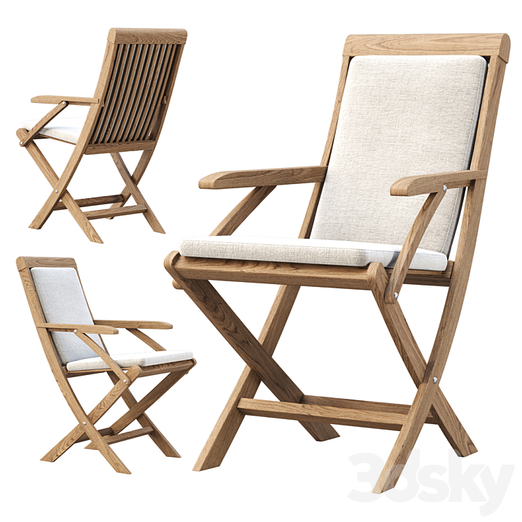 Alesso outdoor wooden dining chair 3DS Max Model - thumbnail 1