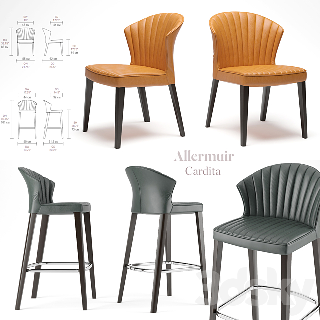 Allermuir _ Cardita Side Chair & Cardita Stool 3DSMax File - thumbnail 1