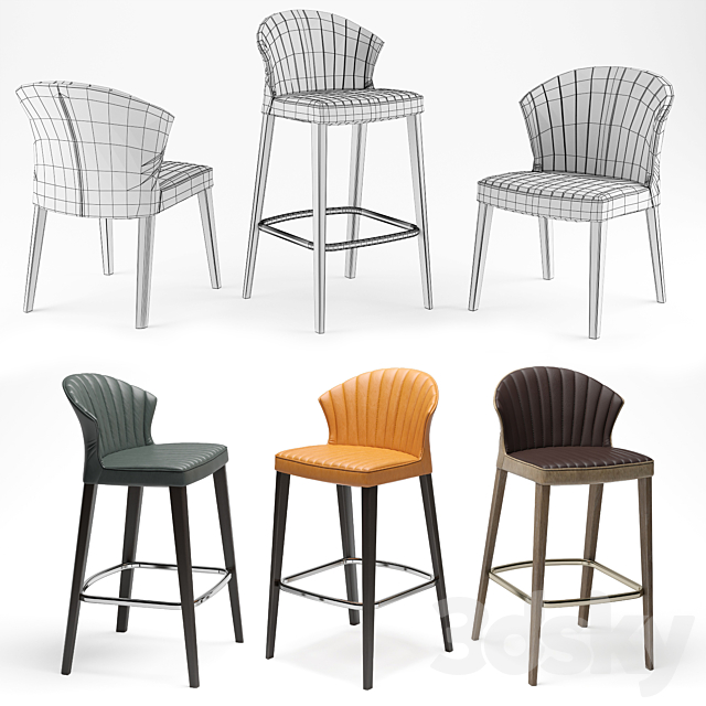 Allermuir _ Cardita Side Chair & Cardita Stool 3DSMax File - thumbnail 2