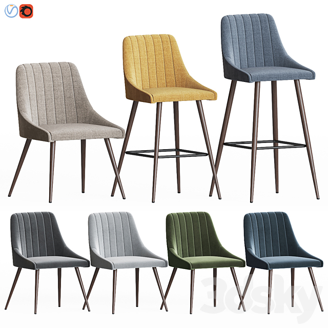 Amos chair set 3DSMax File - thumbnail 1