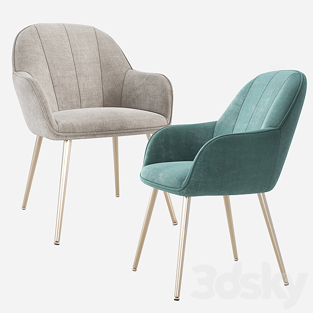 Amsterdam Upholstered Dining Chair Wayfair 3DS Max Model - thumbnail 2