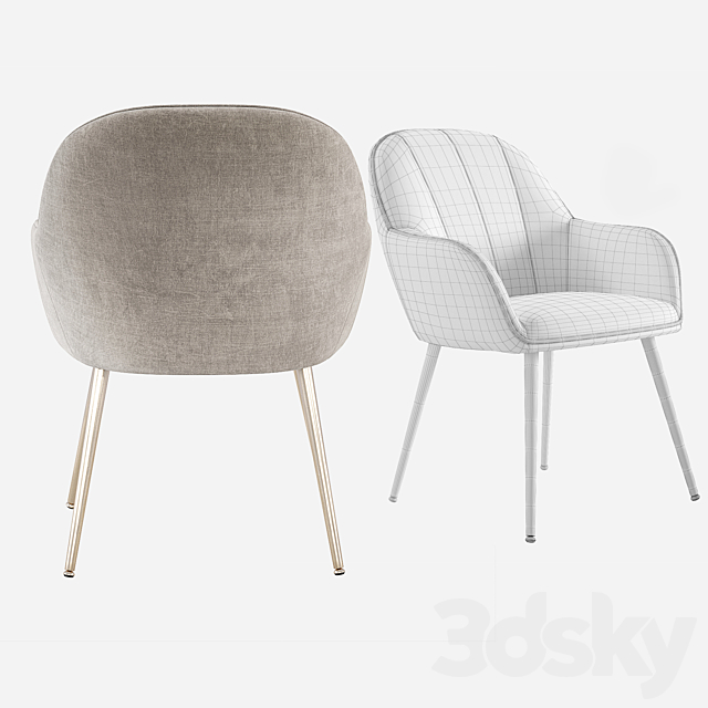 Amsterdam Upholstered Dining Chair Wayfair 3DS Max Model - thumbnail 4