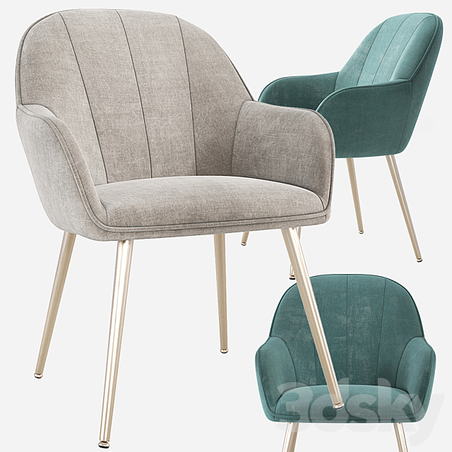 Amsterdam Upholstered Dining Chair Wayfair 3DS Max Model - thumbnail 5