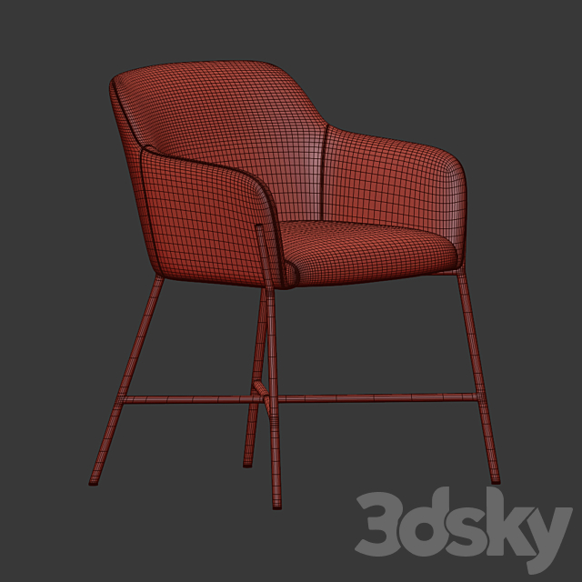 Ana Velvet Arm Dining Chair 3DS Max Model - thumbnail 5