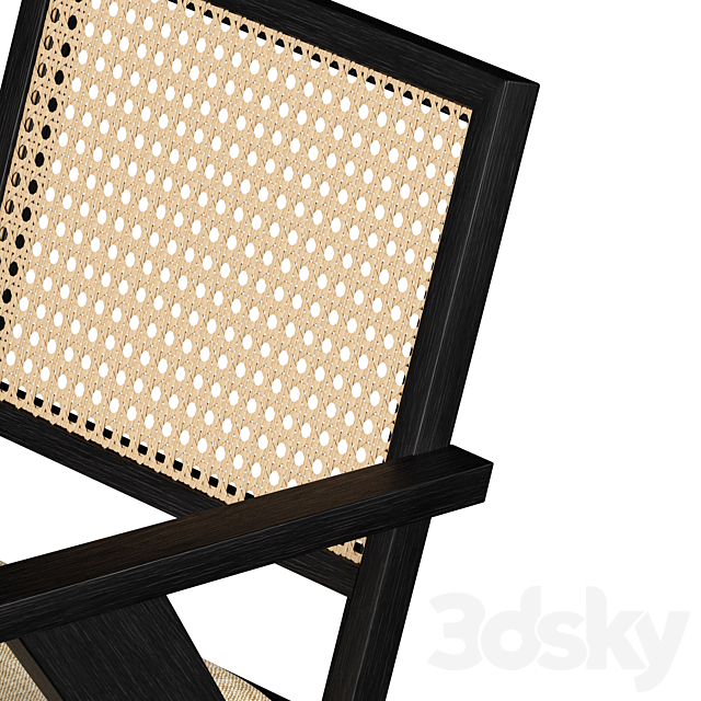 Annette Black Upholstered cane dining chair 3DS Max Model - thumbnail 3