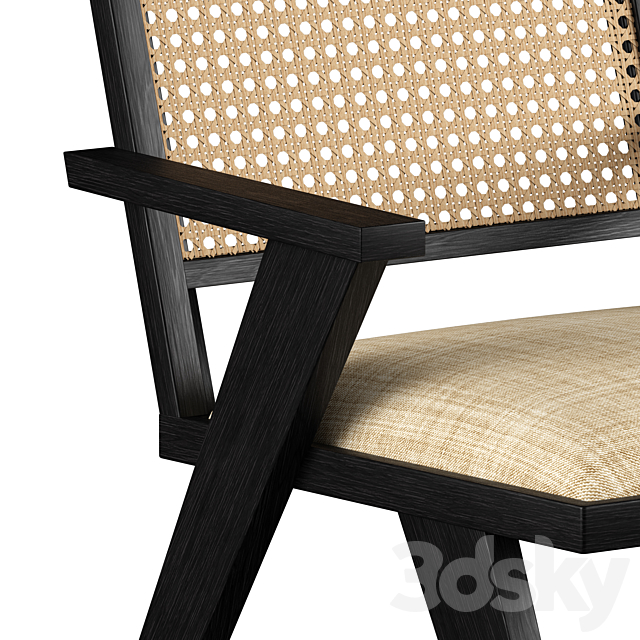 Annette Black Upholstered cane dining chair 3DS Max Model - thumbnail 7