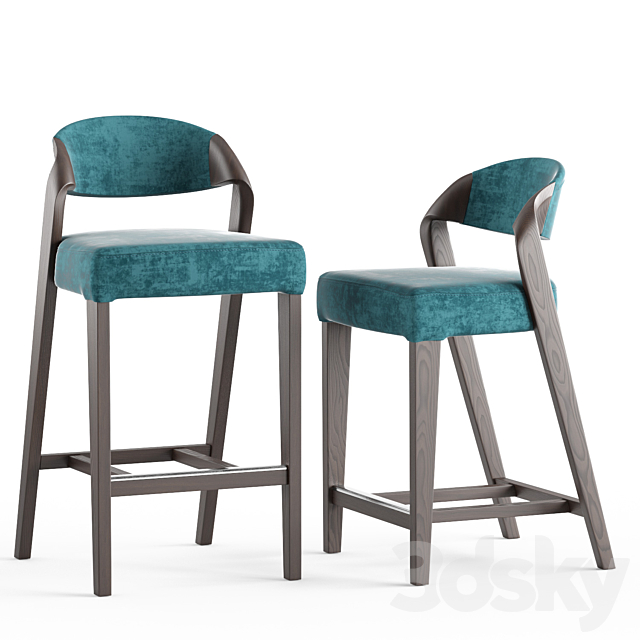 Arbre Joker bar stool and semi bar stool 3DS Max Model - thumbnail 2