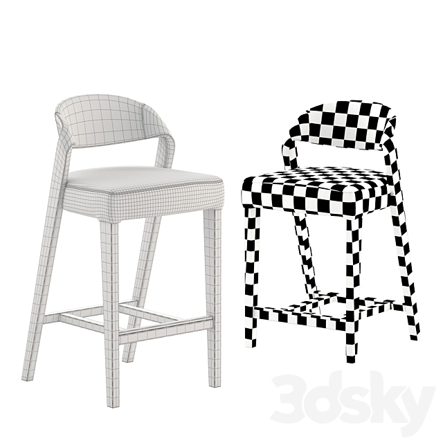 Arbre Joker bar stool and semi bar stool 3DS Max Model - thumbnail 5