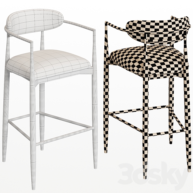 Arhaus Jagger barstool 3DS Max Model - thumbnail 2