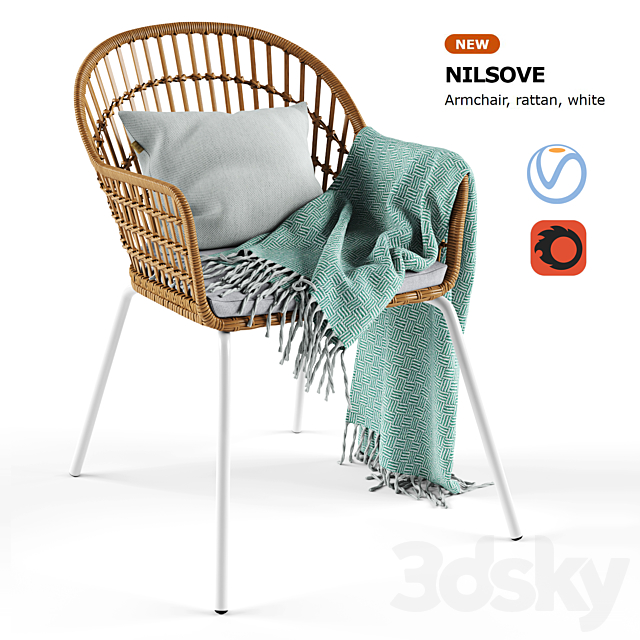 Armchair Rattan Nilsove Ikea 3ds Max - thumbnail 1