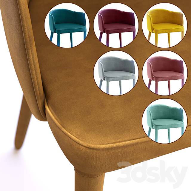 Armchair velor Bristol 3DS Max Model - thumbnail 2