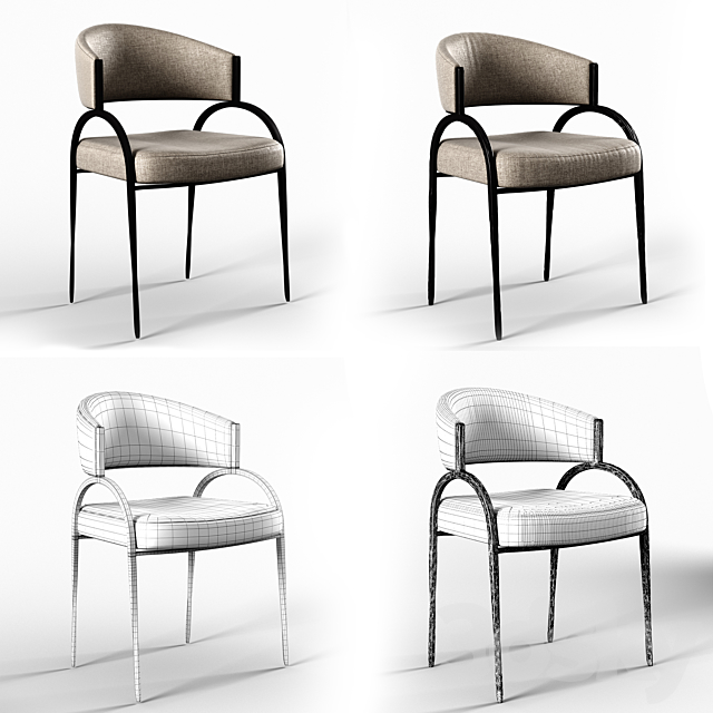 Arteriors bahati chair 3ds Max - thumbnail 2