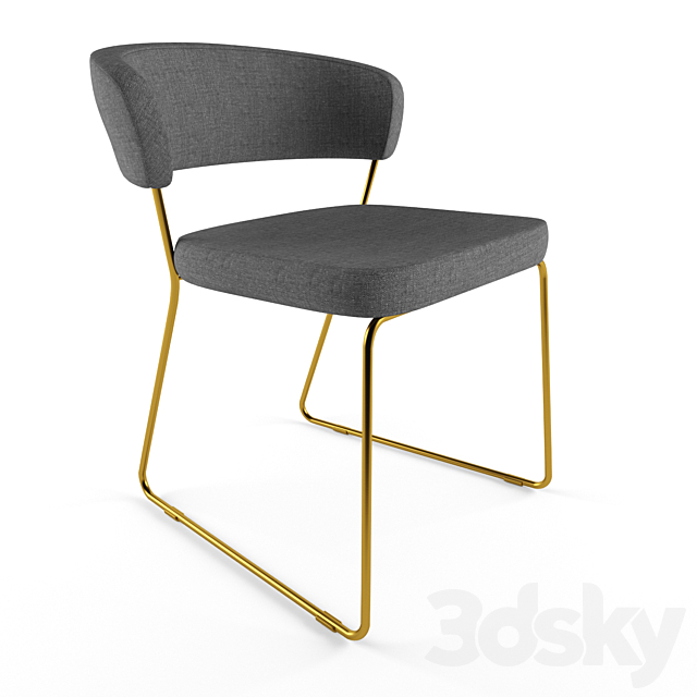 Ashland – Modern Gray & Rosegold Dining Chair 3DSMax File - thumbnail 2