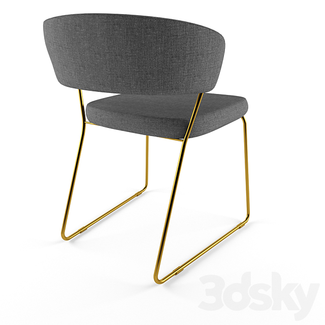 Ashland – Modern Gray & Rosegold Dining Chair 3DSMax File - thumbnail 3