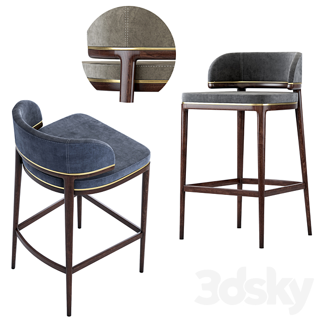 Aster grange bar stool 3DS Max Model - thumbnail 2