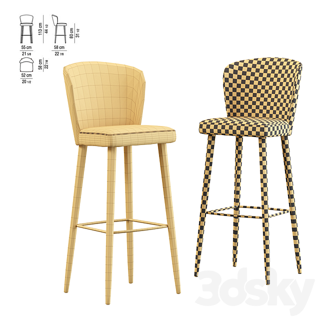 Aston Stool by Minotti 3DS Max Model - thumbnail 5