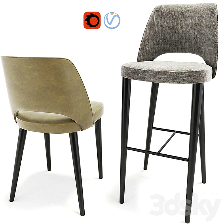 Astor Dining Chair And Bar Stool 3DS Max - thumbnail 2