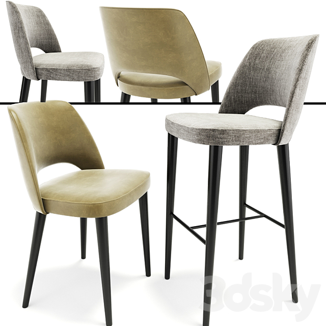 Astor Dining Chair And Bar Stool 3DSMax File - thumbnail 1