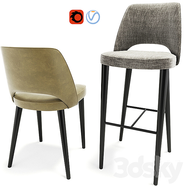 Astor Dining Chair And Bar Stool 3DSMax File - thumbnail 2