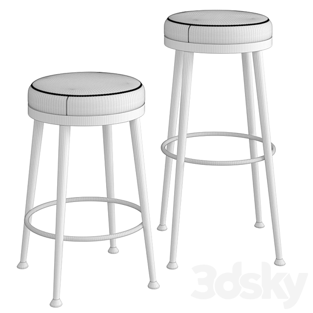 ATLAS BLACK VELVET BAR STOOLS 3DS Max Model - thumbnail 2