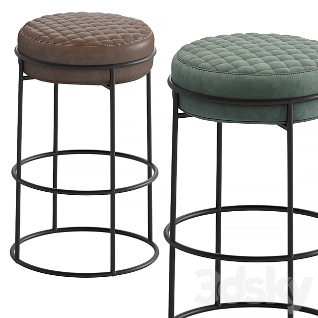 ATOLLO Upholstered stool 3ds Max - thumbnail 1