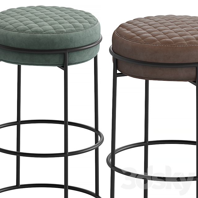 ATOLLO Upholstered stool 3ds Max - thumbnail 2