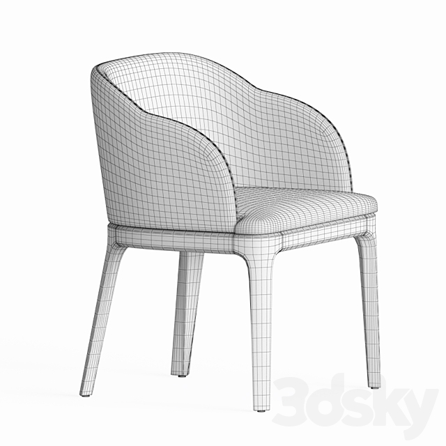 Aubrey Armchair Dining Chair 3DS Max Model - thumbnail 4