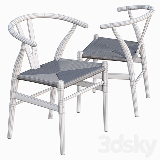 AVE Carl Hansen CH24 WISHBONE CHAIR 3DS Max Model - thumbnail 2