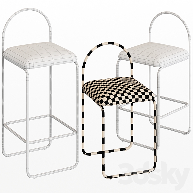 AYTM ANGUI Bar stool 3 sizes 3DS Max Model - thumbnail 2