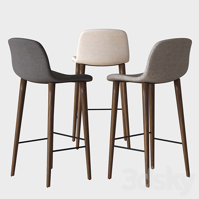 BACCO bar stool 3DS Max Model - thumbnail 2