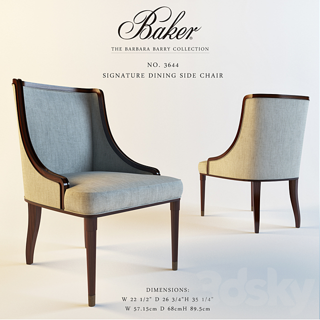 Baker 3644 SIGNATURE DINING ARM CHAIR 3DSMax File - thumbnail 1