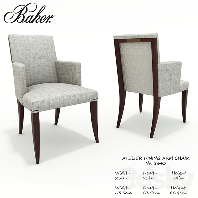 Baker Atelier dining arm chair No.8643 3DSMax File - thumbnail 1