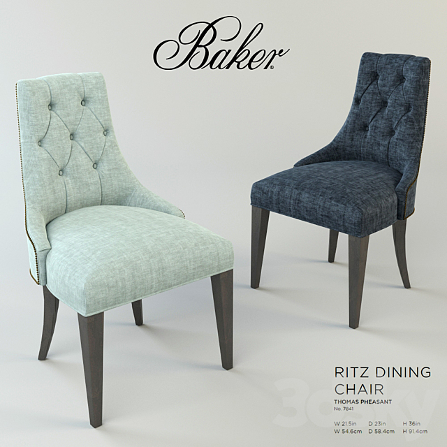 Baker Ritz Dinning Chair Armchair by Thomas Pheasant 3DSMax File - thumbnail 1