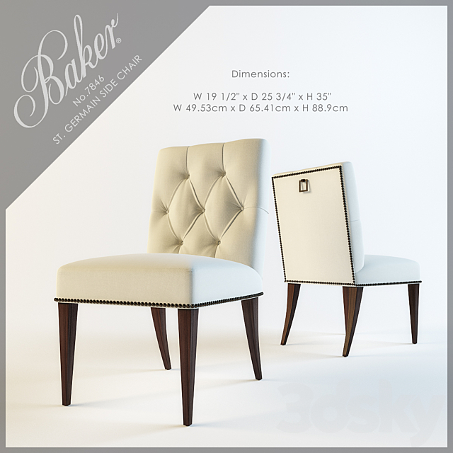 BAKER ST. GERMAIN SIDE CHAIR 3DSMax File - thumbnail 1